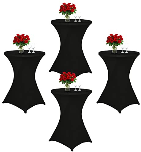 Showgeous Schwarz Stehtisch-Stretchhussen 4er-Set,Ø80-85cm