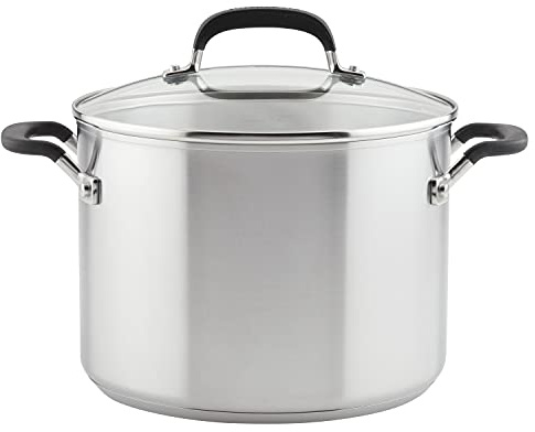 KitchenAid 71022 Stainless Steel Stockpot with Measuring Marks and Lid, 8 Quart - Brushed Stainless Steel