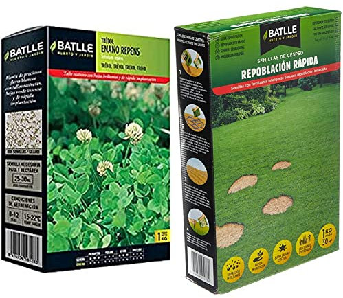 Semillas BatlleSemillas De Césped - Trebol Blanco Enano Repens 1Kg - Batlle + De Césped - Césped Repoblación Rápida 1Kg - Batlle