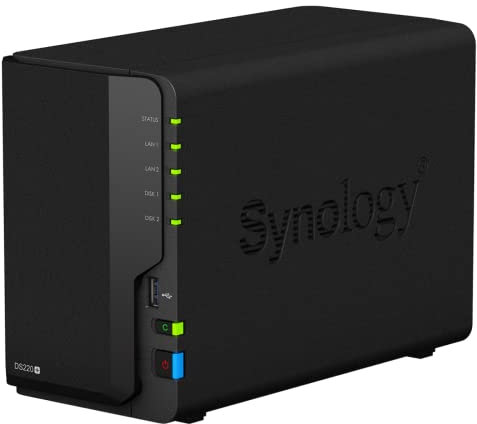 Synology DS220+ Diskstation NAS 2 baies Intel Celeron J4025 2 Go de RAM, 2 ports RJ-45 1 GbE LAN-Port 32 To avec 2 disques durs Synology 16 To