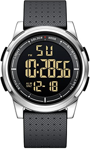 GOLDEN HOUR Ultra-Sottile Minimalista Sport Impermeabile Orologi Digitali Uomo con Display Ampio Angolo Cinturino in Gomma Orologio da Polso per Uomini Donne
