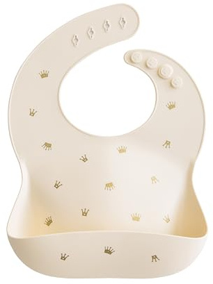 ZKMAGIC mushie Silicone Baby Bib | Adjustable Fit Waterproof Bibs (Crowns)