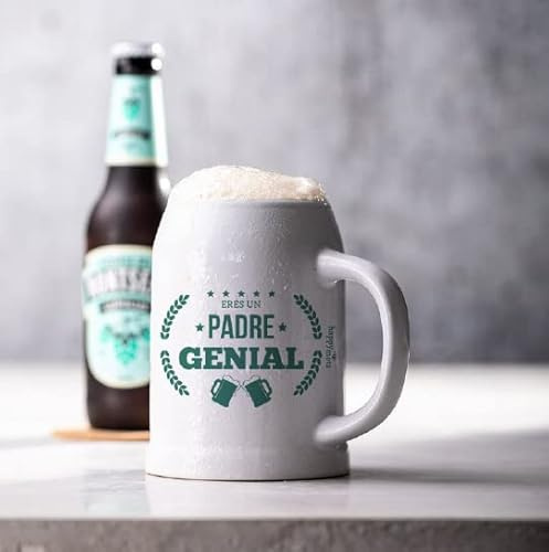 HappyMots Jarra de Cerveza para Papá – Regalo Original Día del Padre | Jarra Cerveza Papá Divertida 700 ml | Regalo para Padre Amante de la Cerveza