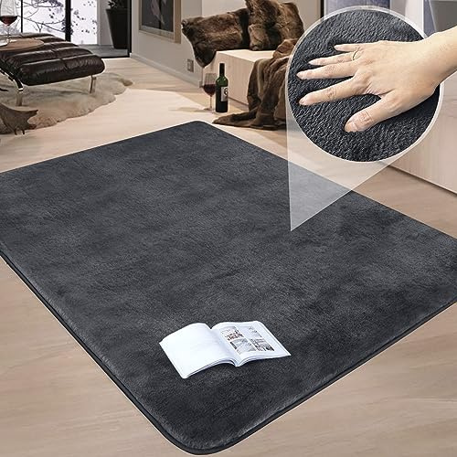 Granbest Luxus Verdicken Teppich Stilvolle Plüsch 1100GSM Teppich Anti-Rutsch Bereich Teppiche für Nachttisch Wohnzimmer Küche Home Decor (120 x 160cm, Grau)