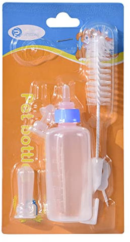 Aufzuchtflasche Haustier 60ml Pet Milchflasche Haltbares Wasser Milch Flasche Neugeborene Pet Kleine Hunde Welpen Katze Milch Fläschchen mit Nippel Pinsel Set Pet Babyflasche Fütterung Gerät