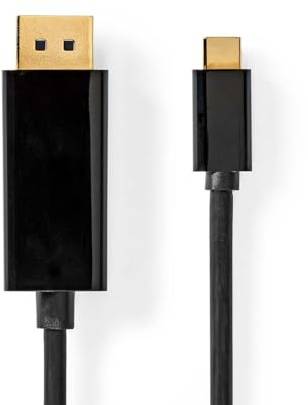 Nedis Adaptador USB-C™ - USB 3.2 Gen 1 - Conector USB-C™ - Conector DisplayPort - 4K @60Hz - 2.00 m - Redondo - Chapado en oro - PVC - Negro - Etiqueta