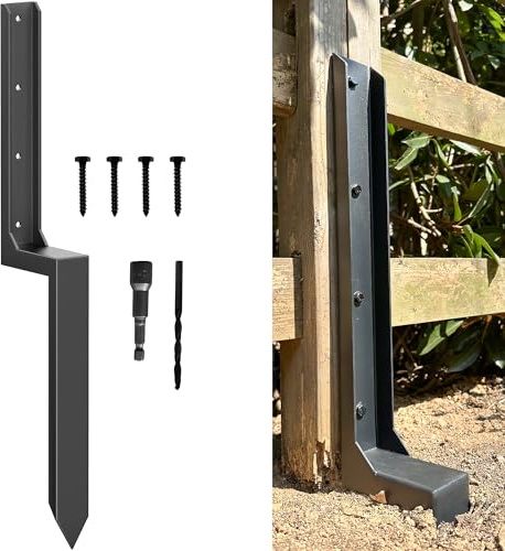 ARKSOLDIER Fence Post Repair Kit - Thickened 11-Gauge Steel Anchor & Stakes to Fix Broken/Leaning 4x4/6x6 Wood Post Support (Heavier at 5.47 lbs, 1-Pack)