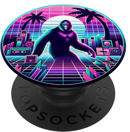 Vaporwave Bigfoot Boombox Gifts 80er 90er Retro Telefongriff PopSockets mit austauschbarem PopGrip