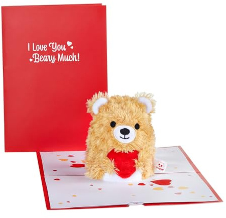 Lovepop® Plüsch-Pop flauschige Liebeskarte mit Plüschfigur für Valentinstag, Jahrestag, Hochzeitstag | mit Versteckfach für Geldgeschenke & Gutscheine | inkl. Umschlag & Notizkarte | Plushpop-Karte, 3D-Teddybär-Grußkarte, 15,2 x 20,3 cm, für Ehemann, Ehefrau, Kinder, Ihn, sie, Tochter, Sohn, Freund