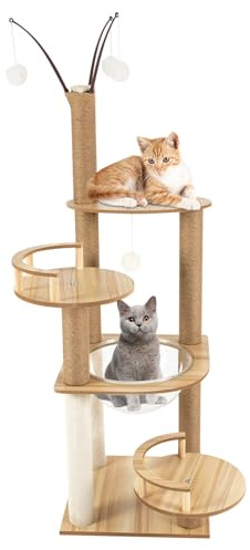 biniliubi árbol de gato grandes plataformas de observación gatos rascador sisal torre juegos escalar ocultar dormir varios niveles fácil montaje moderno percha supermercado hamaca