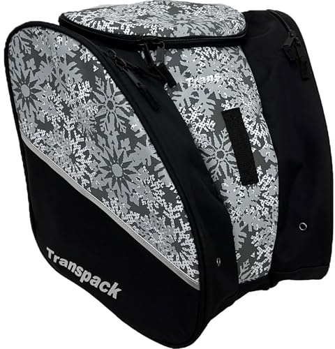TRANSPACK Edge Junior+ Wasserabweisender Ski-/Snowboard-Rucksack, 38 l, für Helm, Brille und Ausrüstung, weiße Schneeflocke