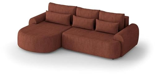 BEAUTY SOFA - Olivio Modesto - Ecksofa 266x170 cm - Sofa L-Form - Couch, Gästebett - Sofa mit Schlaffunktion, Schlafcouch - Schlafsofa mit Bettkasten - Rot (Modesto483) - Ottomane Links