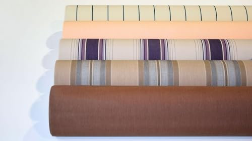 TENDAGGIMANIA Telo Ricambio Tenda da Sole per Esterno Confezionato su Misura - Completo di Tondini in Gomma, Bordi Laterali e Volant - Personalizzabile - Colore Rigato Arancione G 076