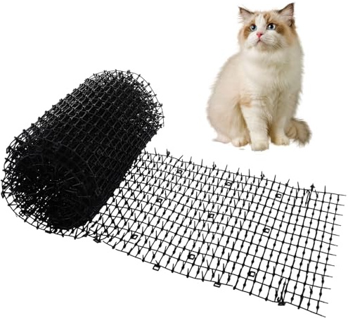 LDXDRU 30 x 400cm Black Anti Cat Spike, Plastic Cat Repellent Mat with Spikes, Anti Pet Cat Dog Fox Deterrent Net, Flat Prickle Strip Dig Stopper for Home Outdoor Garden Lawn Protection
