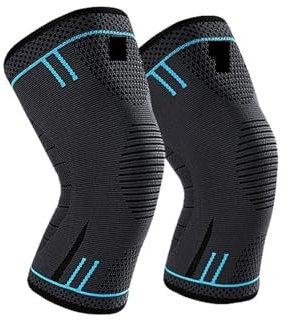 CHUBARIY 1 Stück Knieschützer for Männer und Frauen, for Laufen, Basketball, Sport-Knieschützer for Bergsteigen, rutschfeste, strickende, atmungsaktive Knieschützer Knee Braces(Color:Blue,Size:L)