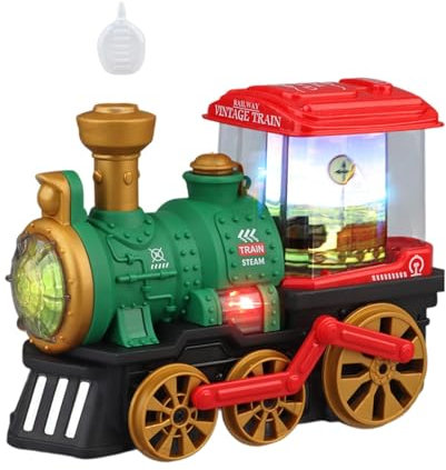 Tren Eléctrico con Efectos Especiales, Locomotora para Regalo de Cumpleaños, Rojo