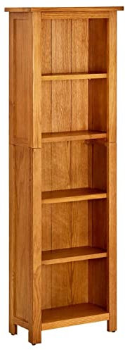 Sufrk Bücherregal 5 Fächer 45x22x140 cm BüCherregal Regal Bookshelf Bucherragel BüCher Regal Massivholz Eiche