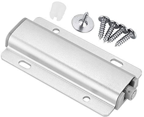 Push-to-Open-Türschnäpper für Schränke, Push-to-Open-Türschnäpper, magnetischer Türriegel, Magnet-Druckriegel, Entriegelung für Küchenschrank, Tür, Möbel, Kleiderschrank, Schublade (Silver)