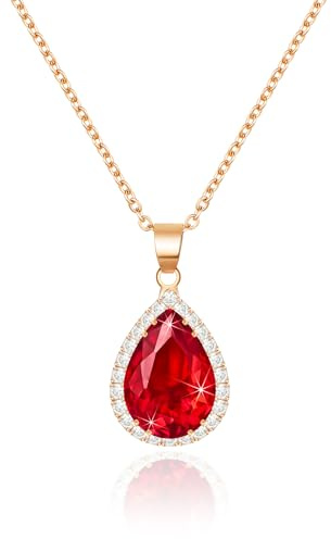 Linawe Anhänger Kette Halskette Damen, Simulierter Diamant Geburtsstein Kettenanhänger Kristall Damenkette, Schmuck Set Modeschmuck Erhältlich in Gold-, Roségold- und Silbertönen