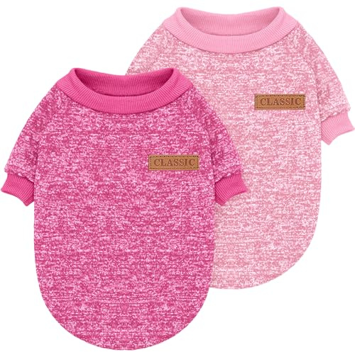 Idepet Haustier Katze Hundepullover, Warmer Hundepullover Katzenkleidung, Fleece-Welpenmantel für kleine mittelgroße große Hunde rosa grau XS-XXL (Rosa DunkeRosa, XS)