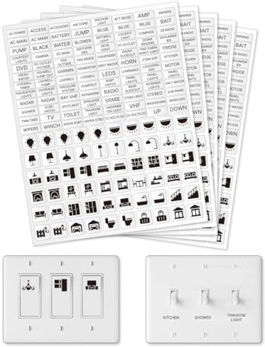 GOMAKERER 780 pegatinas para interruptor de luz, pegatinas transparentes para interruptor de identificación, para el hogar, cocina, baño, escuela, 8 x 20 mm y 15 x 15 mm