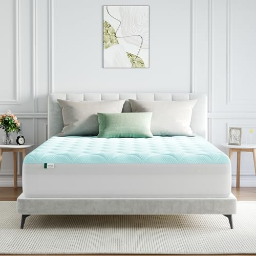 Novilla Sobrecolchón Refrescante de Fibra 160x190cm Agradable a la Piel, Grosor de 3cm, Refrigeración de Dos Fases, Cubre Colchón Transpirable con Bolsillo Profundo Elástico, Azul/Blanco