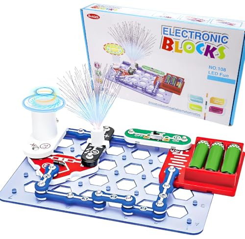 Aohcae Electrical Construction Kit for Children, Physical Experiments for Children from 5 6 7 8 9 10, Exciting Experiments on Circuits, Educational Electrical Circuit Kits for Boys Girls