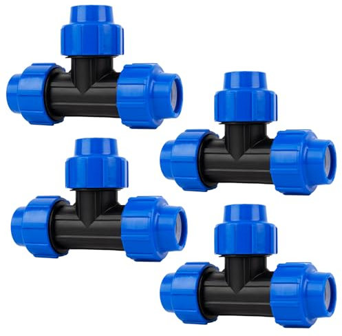 Tubo in PE da 25 mm, raccordo a T: connettore per tubo per cambio di direzione del tubo dell'editore, tecnologia di collegamento Quick&Easy 4 Pezzi