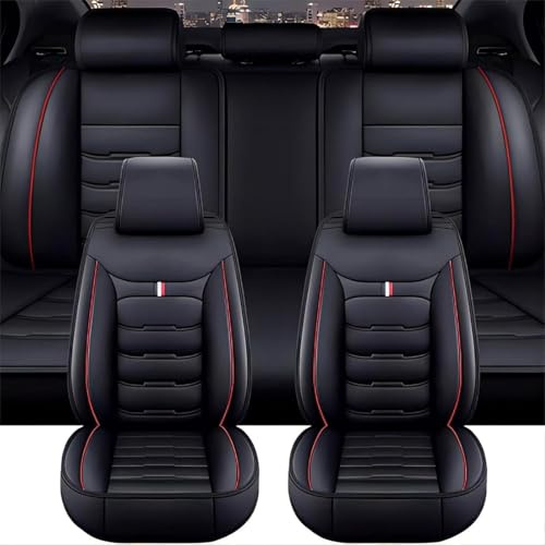 SLANNB 5 Sitzer Auto Sitzbezüge für BMW 1er 5-Door E87 F21 F40 F70, Universell Leder Sitzschoner Vorne Hinten Wasserdicht Atmungsaktiv Bequem Seat Schonbezüge,B Standard-Black Red