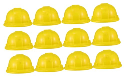 Supvox 12 Stück Bauhelm für Gelbe Plastik Hüte für Verkleidung und Partys für Bauarbeiter Rollenspiele und Geburtstagsfeiern