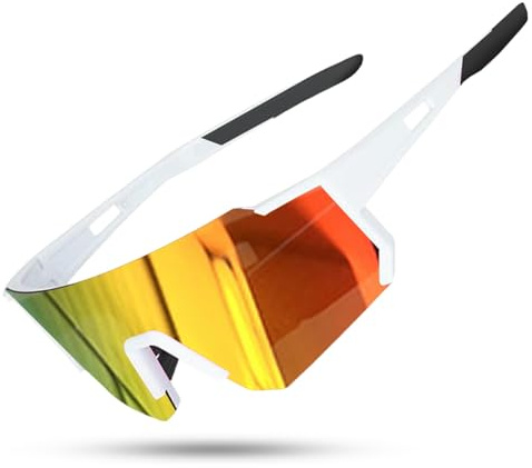 Occhiali da Sole Ciclismo Polarizzati Occhiali da Sole Sportivi da Uomo e Donna Protezione UV400 Leggero & Antiscivol Adatti per clismo Pesca/Corsa/Sport all'Aperto(rosso）
