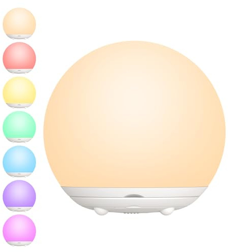 Nachtlicht Kinder, Nachttischlampe mit Touch-Steuerung, dimmbare RGB-Nachtlampe mit Speicherfunktion, 7 Farboptionen, Timerfunktion, USB-aufladbar, geeignet für Kinderzimmer, Camping und als Geschenk