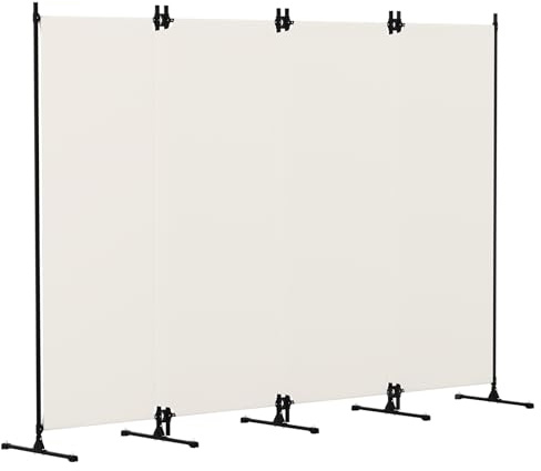 Kokorona Folding Room Divider 4 Panel, Portable Privacy Screen for Home Office, Partiton Wall Room Divider for Room Separation, Easy Installation, Beige, W 247 x H 178 cm