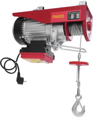 Elektrische Seilwinde 300kg bis 600kg Hubhöhe 12m Seilzug Motorwinde 1200W Flaschenzug 10m/min Hubgeschwindigkeit Hebezug mit Fernbedienung
