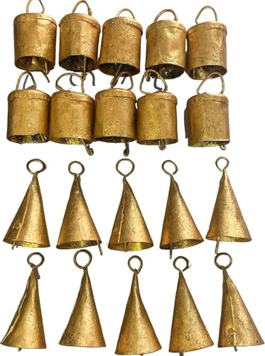 Vintage Indian Tin Bells Rustic Cow Bells Christmas Tree Decorations Pack of 20