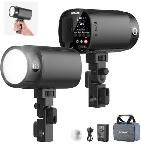 NEEWER Flash Poche Portable 120Ws 2,4G TTL Extérieur,Flash Studio Cobra 1/8000s HSS avec Lampe Pilote,Batterie 3000mAh,420 Flash,Temps de Recharge de 1,5s,Idéal pour Photographie et Prises de Vue,Q120
