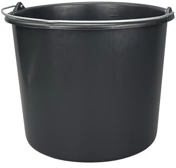 10x 20 Liter Baueimer mit Knopfbügel und Skala - Baustelle - Garten - schwarz