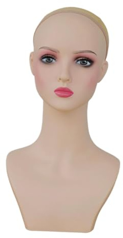 DEVNWIGMO Mannequin Tête Présentoir pour Perruques Chapeaux Bijoux Colliers En PVC Solide avec Support Plat Conçu pour Salons Magasins Photographie Formation En, Style D