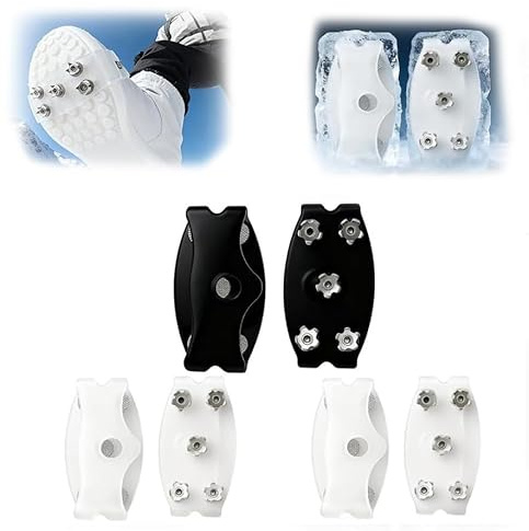 6 Pcs Ice Grippers for Shoes Boots, Anti-Slip Snow and Ice Traction Spikes, Shoe Grips for Winter Walking, Quick Fit Winter Safety Gear for Walking, Commuting Outdoor Activities