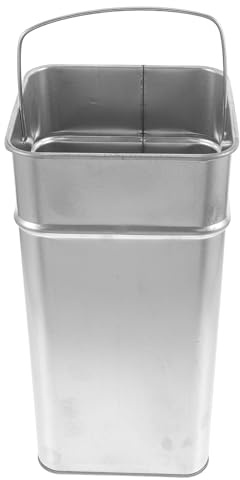 SHINEOFI Seau Extérieur Stockage des Déchets avec Poignée en Tôle Galvanisée Corps Rayé Argenté Grosse Capacité Poubelle Polyvalente