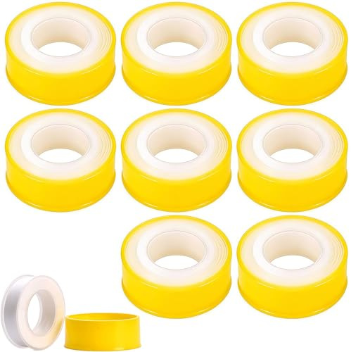 Zuuyye 8 stycken PTFE tätningstejp, teflonband, gängad tätningstejp, 15 mm x 15 m, DVGW för gas och vatten, gängtätningstråd för sanitära och värmesystem, -60 °C till 240 °C