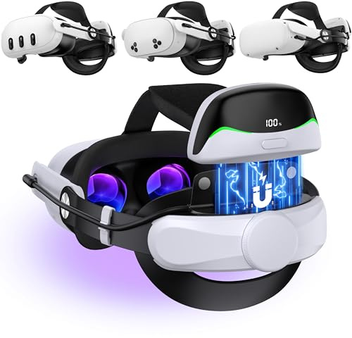 Kopfband mit 10000-mAh-Magnetakku und Kabeln für Meta Quest 3S/Quest 3/Quest 2, verstellbares Elite-Kopfband, VR-Headset-Kopf Band für mehr Halt, Komfort und weniger Druck