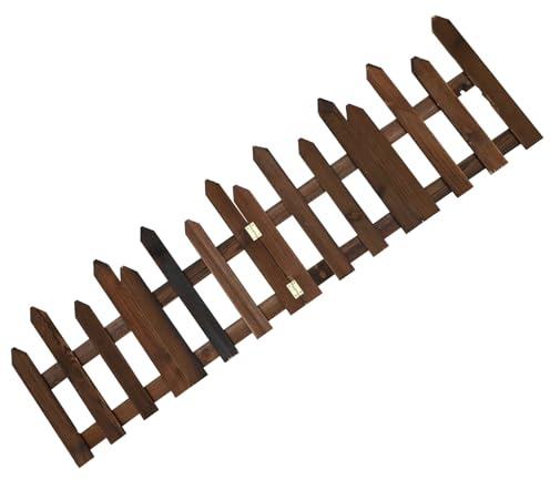 HOMSFOU Recinzione in Legno Trattato per Giardino 29x34x120 Cm, Divisoria Decorativa per Prato e Cortile, Resistente, Facile da Installare, Set Recinzione Decorativa Esterna