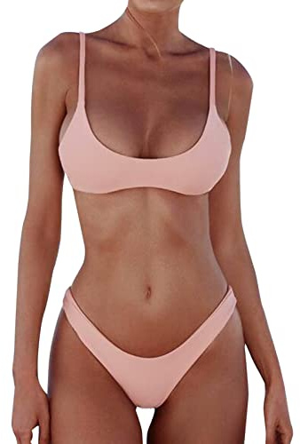 Generisk Bandage Brazilian Bandeau Dam Push-Up Baddräkt Bikini Set, Svart, XL(Pink,XL)