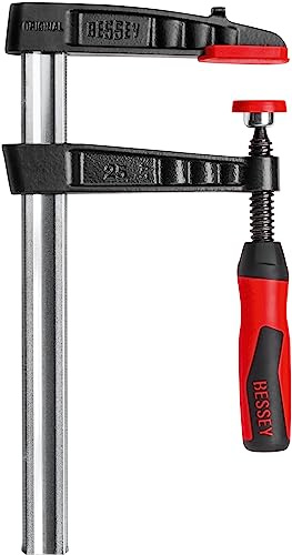 BESSEY Temperguss-Schraubzwinge TG100S14-2K | 1000 mm Spannweite | Starres Spannen mit verstärktem Temperguss, optimierter Schiene und komfortablem 2K-Griff für präzise Holzarbeiten