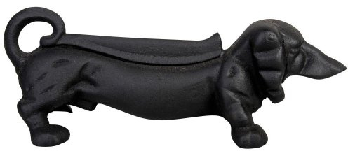 Esschert Design Schuhschaber, Fußabstreifer Motiv Dackel, aus Gusseisen in schwarz, ca. 32 cm x 13 cm x 12 cm
