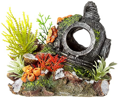 Nobby Aqua Ornaments Helm und Pflanzen, 13,5 x 11 x 12 cm, 1 Stück