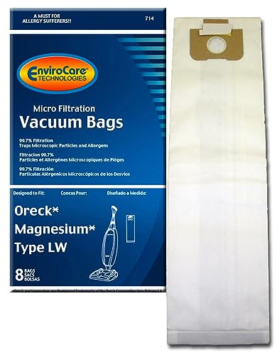 EnviroCare Replacement Vacuum Cleaner Dust Bags Designed to fit Oreck Magnesium Type LW Uprights 8 Pack
