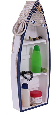 Asia Art Factory AAF Nommel®, Boot Regal 48 cm x 19 cm x 7 cm, Kiefernholz, Maritim Dekor im Shabby Look, Nr. 014