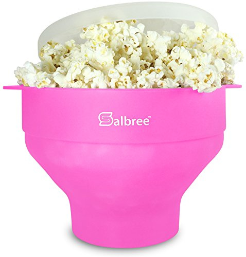 Salbree The Original Microwave Popcorn Popper, Silicone Popcorn Maker, Collapsible Microwavable Bowl - Hot Air Popper - No Oil Required - The Most Colors Available (Pink) | Available in more colors than any competitor. Collapse flat for easy storage and requires no oil for light, healthy snacking